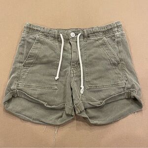 American Eagle Women’s Elastic Waist Drawstring Denim Shorts Army Green Size 4